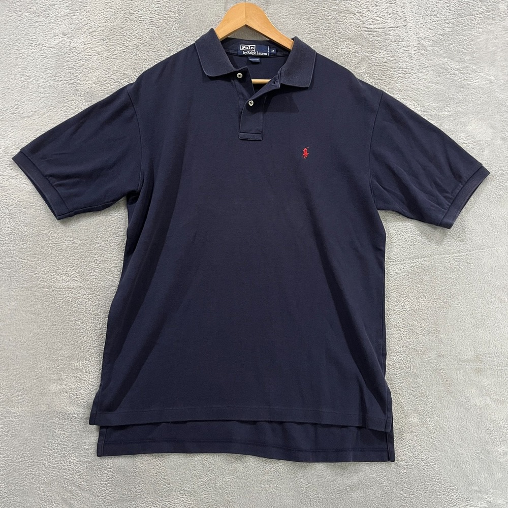 Polo Ralph Lauren Polo Shirt Mens Medium Navy Short Sleeve Classic Fit Popover